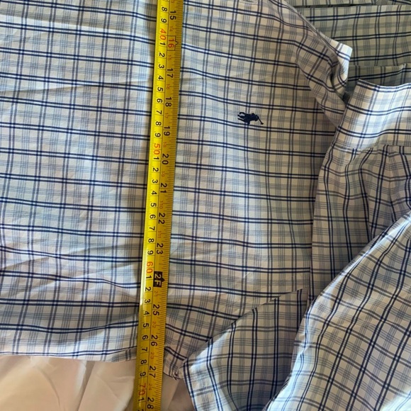 Ralph Lauren Blue and White Plaid Button-Up Shirt oversized - Picture 5 of 5